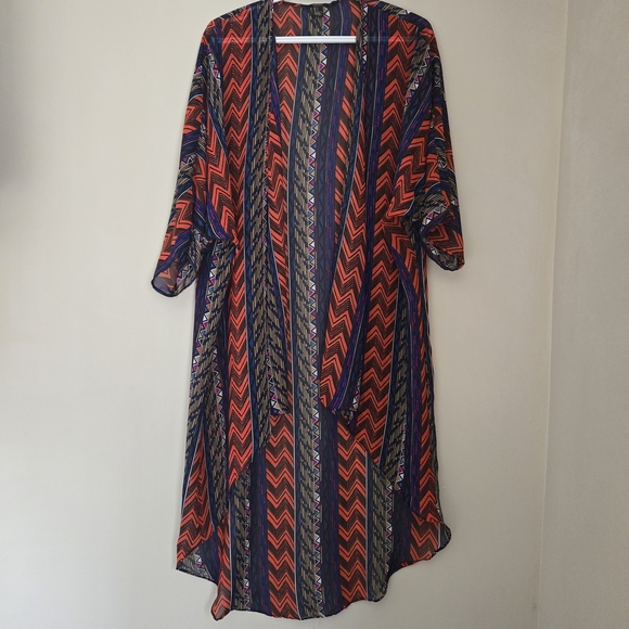 Forever 21 Other - Forever 21 Bold Geometric Chevron Print Orange, Blue Swim Coverup